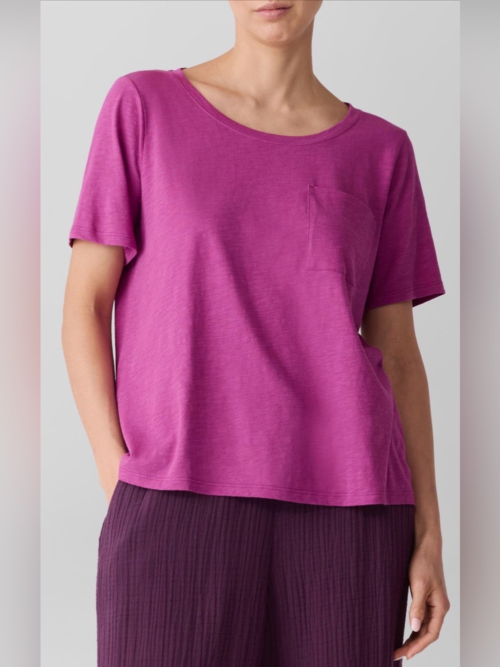 NEW…Eileen Fisher Crewneck Organic Cotton Pocket Tee